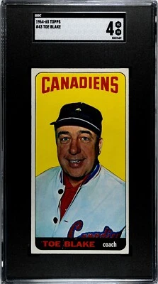 1964-65 Topps Hockey #43 Toe Blake Montreal Canadiens - SGC 4 VG/Ex - Image 1 of 2