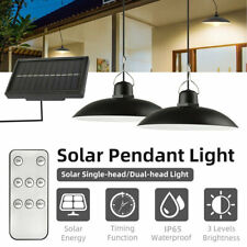 Single/Double Head Solar Pendant Light Outdoor Garden Hanging Shed Dimmable Lamp
