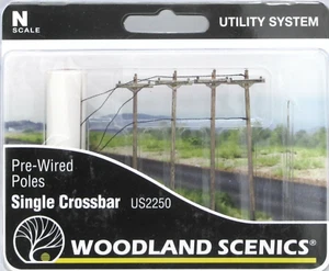 Woodland Scenics ~ New 2025 ~ N Scale ~ Wired Poles with Single Crossbar ~US2250 - Picture 1 of 4