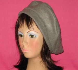 Handmade Beret - Fleece - Solid - Grey - One size - Picture 1 of 2