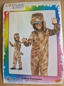 Childs T Rex Dinosaur Fancy Dress Costume Dinomite Halloween Book Day Kids 4-6yr - Picture 1 of 8