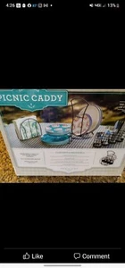 Metal Utensil Caddy with Paper Towel Holder Picnic Caddy Silverware Organizer - Picture 1 of 4