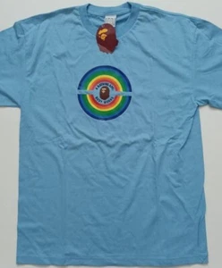 A BATHING APE BUSY WORKS RAINBOW CIRCLE T-SHIRT BLUE LARGE NEW WITH TAGS NWT - Picture 1 of 4
