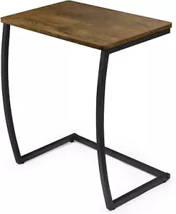 Side Table, End Table, Vintage C-Shaped Couch Table for Sofa Laptop Coffee Snack - Picture 1 of 8