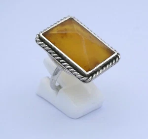 Anillo de mujer vintage con ámbar plata 835 - 53 (16,8 mm Ø) - Imagen 1 de 4