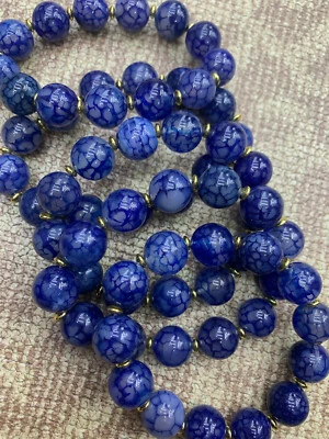 Pulseras de cuentas redondas de 14 mm de ágata natural vena dragón bule tibetano 5 piezas Foto 1 de 4