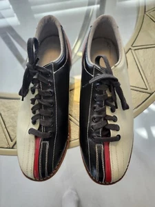 Bowling Shoes Womens Leather Vintage Black/Creme/Red Classic! Size 7 - Picture 1 of 7