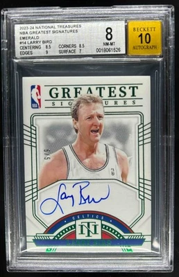 2023-24 National Treasures Larry Bird NBA Greatest Emerald Auto #5/5 BGS 8/10 - Image 1 of 2