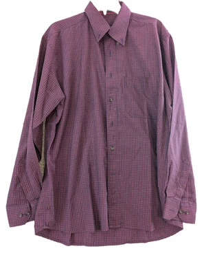 Allen Solly Mens Shirt Size 42 L Navy Red Plaid Button Up LS Nottingham Mods - Image 1 of 4