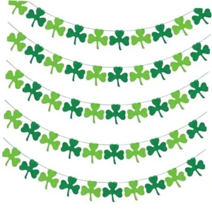 5 PCS Shamrock Felt Banner Garland St. Patrick's Day Decorations in Dark & - Picture 1 of 8