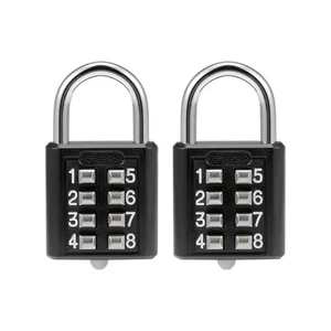 8-Digit Combination Padlock Push Button Lock for Locker Cabinet Black 2Set - Picture 1 of 6