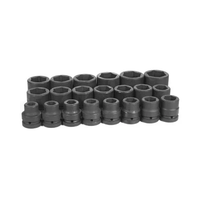 Grey Pneumatic 9021 1" Drive Standard Length Impact Socket Set, 21 Pieces - Image 1 of 4