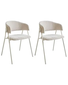 Set of 2 Dining Chairs ALANSON Chenille Light Beige - Picture 1 of 9