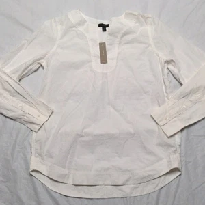 Blusa Popover J Crew 100% Algodón Popelina Blanca Nueva con Etiquetas Talla Alta Pequeña - Imagen 1 de 6