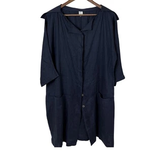 Vestido MSquare by Neetu Malik para mujer 2XL azul marino lino cuello vestido Lagenlook - Imagen 1 de 8