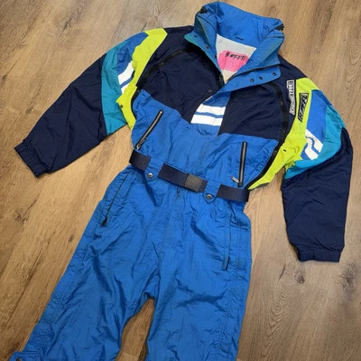 Traje de esquí Roffe traje de nieve de una pieza babero de nieve años 80 cremallera completa Demetre de colección hombres mediano Foto 1 de 4