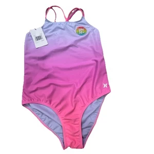 Hurley’s One Piece Swimsuit Gradient Pink/Purple Girl Sz 12 UPF 50+ MSRP $40 NWT - Picture 1 of 17