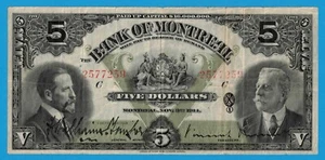 $5 1914 Bank of Montreal Chartered Note CH 505-54-04 - Fine + - Picture 1 of 2