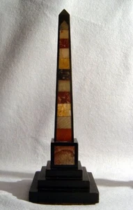 18" Marmor Obelisk Pietra Dura Mosaik Intarsien Antik Wohnkultur - Bild 1 von 8