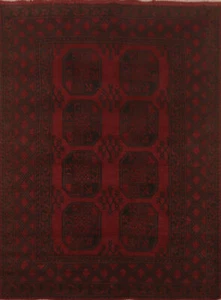 Balouch Afghan Geometric Rug Hand-Knotted Wool Nomadic Carpet 5x6 ft - Picture 1 of 13