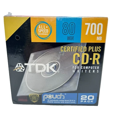 TDK Certified Plus CD-R for Computer Writers 20 Pack All Speed 80 Minutes 700 MB