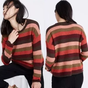 Madewell Chelsea Sweater Alpaca Blend Women’s Medium Striped Roll Hems EUC - Picture 1 of 12