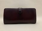 Vintage 1950s Aubergine Faux Leather Double Sided Coin Purse Faux Suede Lining