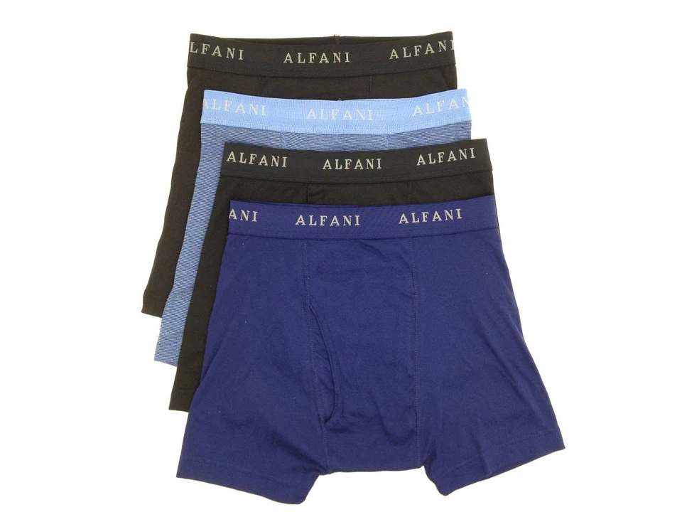 Paquete de 4 calzoncillos boxer clásicos de algodón negros azules de $57 Alfani ropa interior para hombre talla S Foto 1 de 1