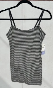 Motherhood maternity nursing camisole tank top shirt black gray striped $25 new - Picture 1 of 6