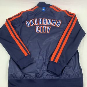 Adidas Blue OKC Thunder Full Zip Sewn Letters Basketball Jacket Size Medium