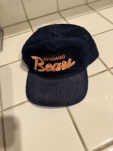 Vtg 80’s Chicago Bears NFL Sports Specialties Script Cord Corduroy Hat Cap
