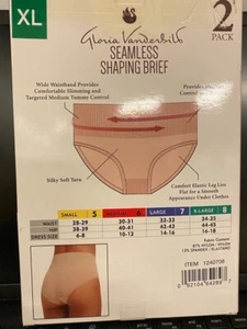 Gloria Vanderbilt, 2 Pk Slimming Tummy Control Shaping Brief, XL, Black - Picture 1 of 2