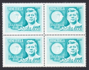 VENEZUELA = JOHN KENNEDY USA = 1965 Sc C900 Mi 1621 MNH BLOCK of 4 - Picture 1 of 1