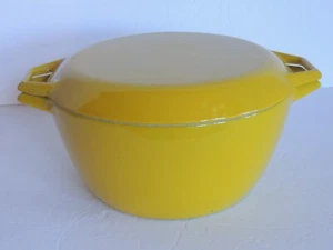 Cazuela horno holandés MCM vintage NAACO Dinamarca D3 hierro fundido esmaltado amarillo 2 piezas - Imagen 1 de 15