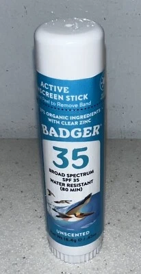 Barra facial Badger orgánica sin perfume amplio espectro SPF 35 0,65 OZ NUEVA 9/24 Foto 1 de 3