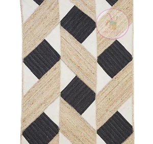 Tappeto zona geometrica in iuta intrecciato a mano camera da letto soggiorno esterno kilim 6x9 - Foto 1 di 12