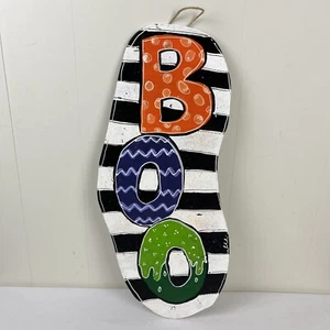 Handmade Hand Painted Halloween Boo Door Art Door Hanger Hanging Sign 21 x 9 - Picture 1 of 5