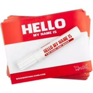 Montana Red Hello My Name Is Paquete de Pegatinas con Pluma - Paquete de Marcadores Redondos de 4 mm - Imagen 1 de 1
