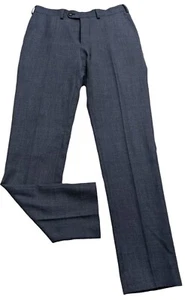 SUITSUPPLY Sienna INT Men Trousers US 32X32 Blue Melange Wool Flat Front Pants - Picture 1 of 8