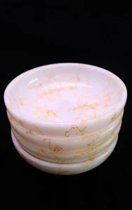 Vintage Hazel Atlas Milk Glass Butterscotch Drizzle Set of 4 Bowls 6 " - Picture 1 of 5