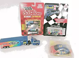 NASCAR Jeff Gordon #24 items Three Cars and a Transport. Scale 1-64 - Picture 1 of 7
