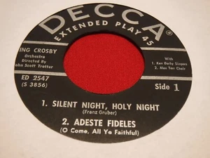 Bing Crosby Christmastime 45 RPM 7" EP White Silent Night Adeste Jingle ED 2547 - Picture 1 of 5