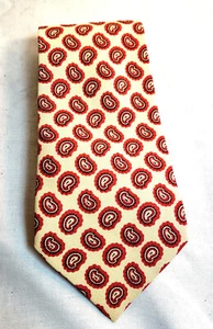 ERMENEGILDO ZEGNA Herren Krawatte 100% Seide gelb/rot Paisley gemustert ITALIEN Neu ohne Etikett - Bild 1 von 6
