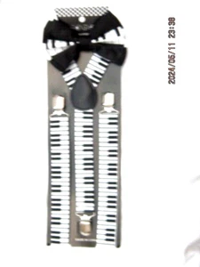 Kids Teens Piano Keys Adjustable Bow Tie & Music Keys Y-Back Suspenders-New! - Picture 1 of 2