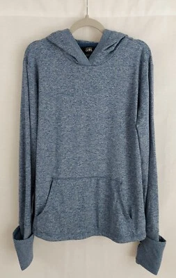 Athleta Girl Uptempo Hooded Top XL 14 Blue Space Dye Long Sleeve Pockets Logo - Image 1 of 4