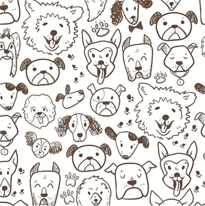 Funny Doodle Dog Peel and Stick Wallpaper Hand Drawn Pet Self-Adhesive Temporary - Picture 1 of 9
