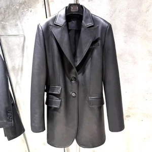 Women's Genuine Lambskin Leather Coat Black Slim Fit Jacket Stylish Soft Size XL - Picture 1 of 3