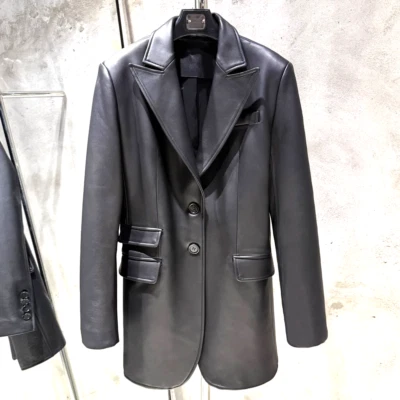 Women's Genuine Lambskin Leather Coat Black Slim Fit Jacket Stylish Soft Size XL - Image 1 of 3