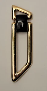 Vintage MCM Monet Brooch Goldtone Black Stone Rectangle Large - Picture 1 of 6