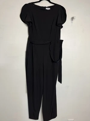 $139 Calvin Klein Women’s Black Jumpsuit Sz 10 Short Sleeve Straight Leg - Image 1 of 4